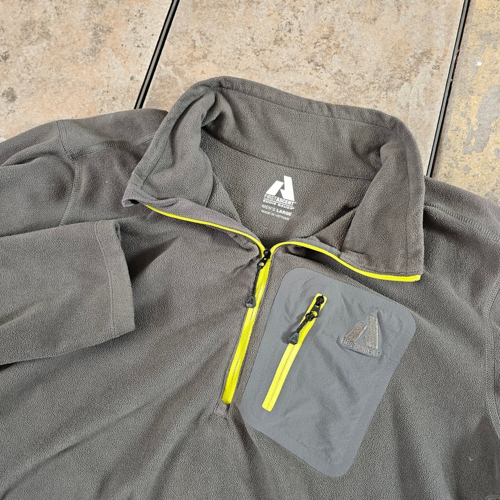 Eddie Bauer First Ascent Fleece Pullover Men's Large Gray Quarter Zip‎ Pocket